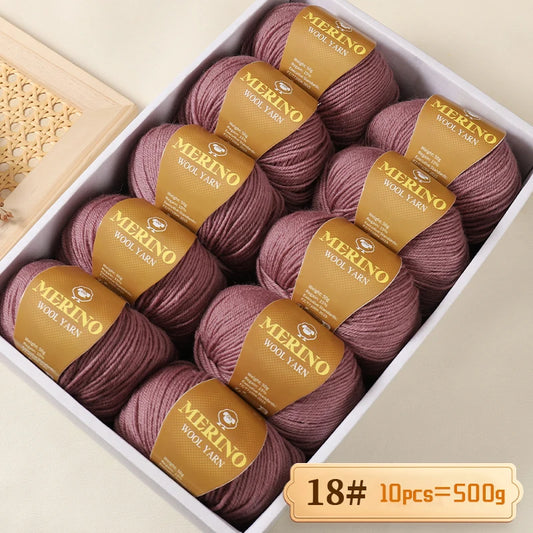 500g of High-Quality 212 Medium-Fine Alpaca Wool Yarn, Suitable for Knitting Sweaters, Scarves, and Hats, 10 Skeins/Pack