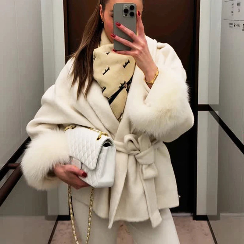 TARUXY Women's Double-Sided Wool Coat with Removable Sashes