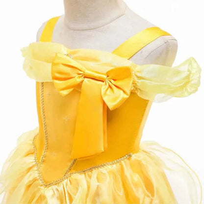 Girl Belle Dress Up Sleeveless Floral Children Party Princess Costume Kids Beauty and The Beast Halloween Carnival Outfit Clothe