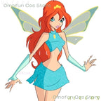 Anime Club Cartoon Princess Bloom Cosplay Shiny Skirt Adult Women Girls Style Clothes Halloween Party Dress-up Blue Suit