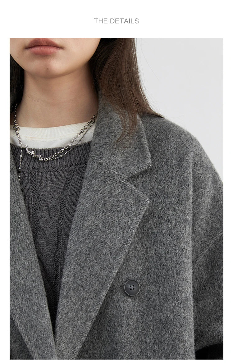 CHIC VEN Women Woolen Coat Double-breasted Basic Loose Casual Retro New Long Double-sided Female Overcoat Autumn Winter 2026