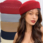 Fashion Mesh Hollow Breathable Summer Pillbox Beret Hat Women Colorful Outdoor Hard Pink Elegant Sun Cap Wholesale Taqiyah Kufi