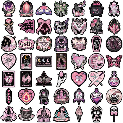 10/30/50PCS Black Pink Gothic Style Magic Witch Cartoon Sticker DIY Phone Laptop Luggage Skateboard Graffiti Decals Fun for Toy SS69