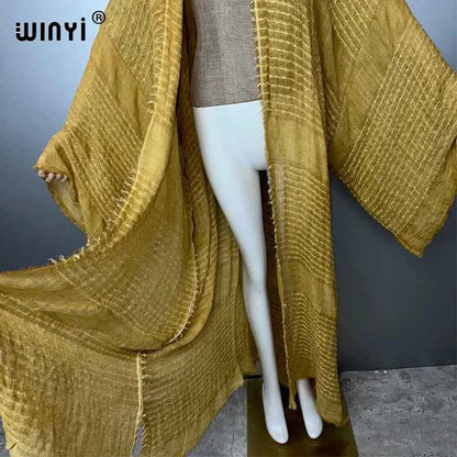 WINYI  high quality comfortable Women Soft Cardigan Loose Dress Party Boho Maxi beach Holiday Swimming Cover ups Africa Kimono