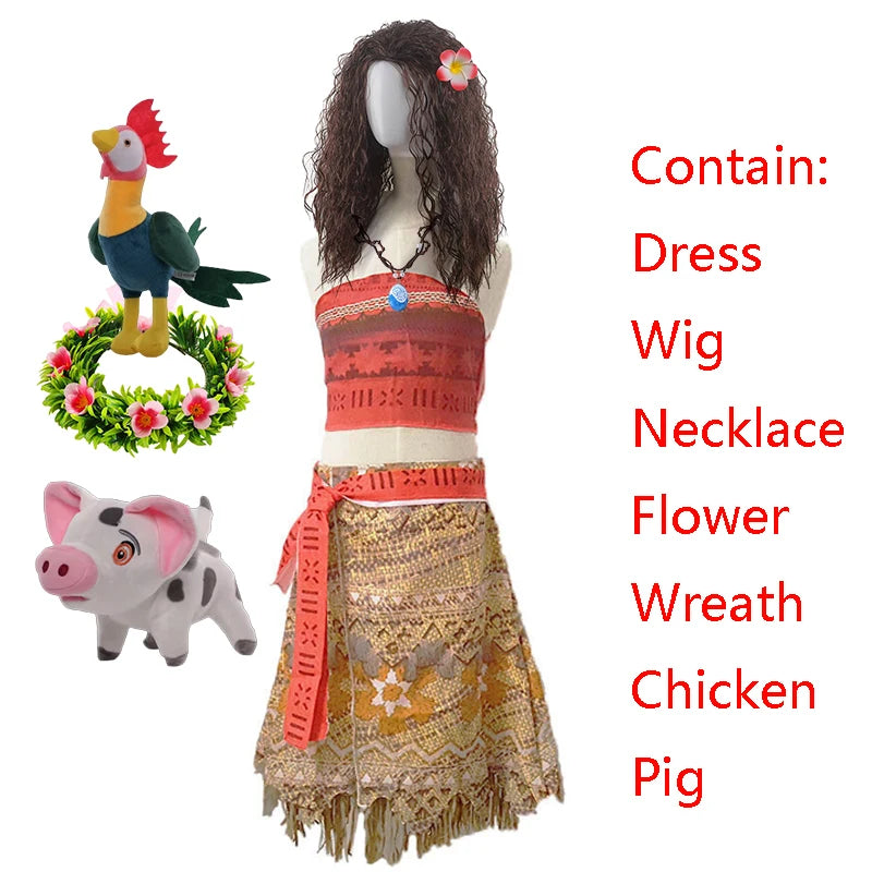 Disney Moana Princess Costume Dress for Girls - Role Play