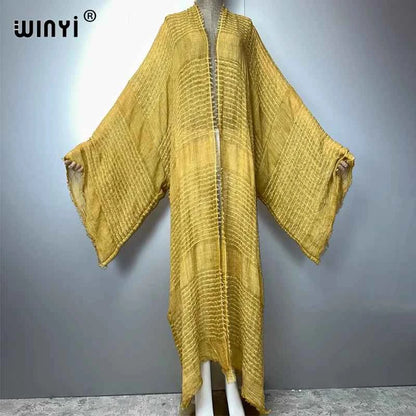 WINYI  high quality comfortable Women Soft Cardigan Loose Dress Party Boho Maxi beach Holiday Swimming Cover ups Africa Kimono