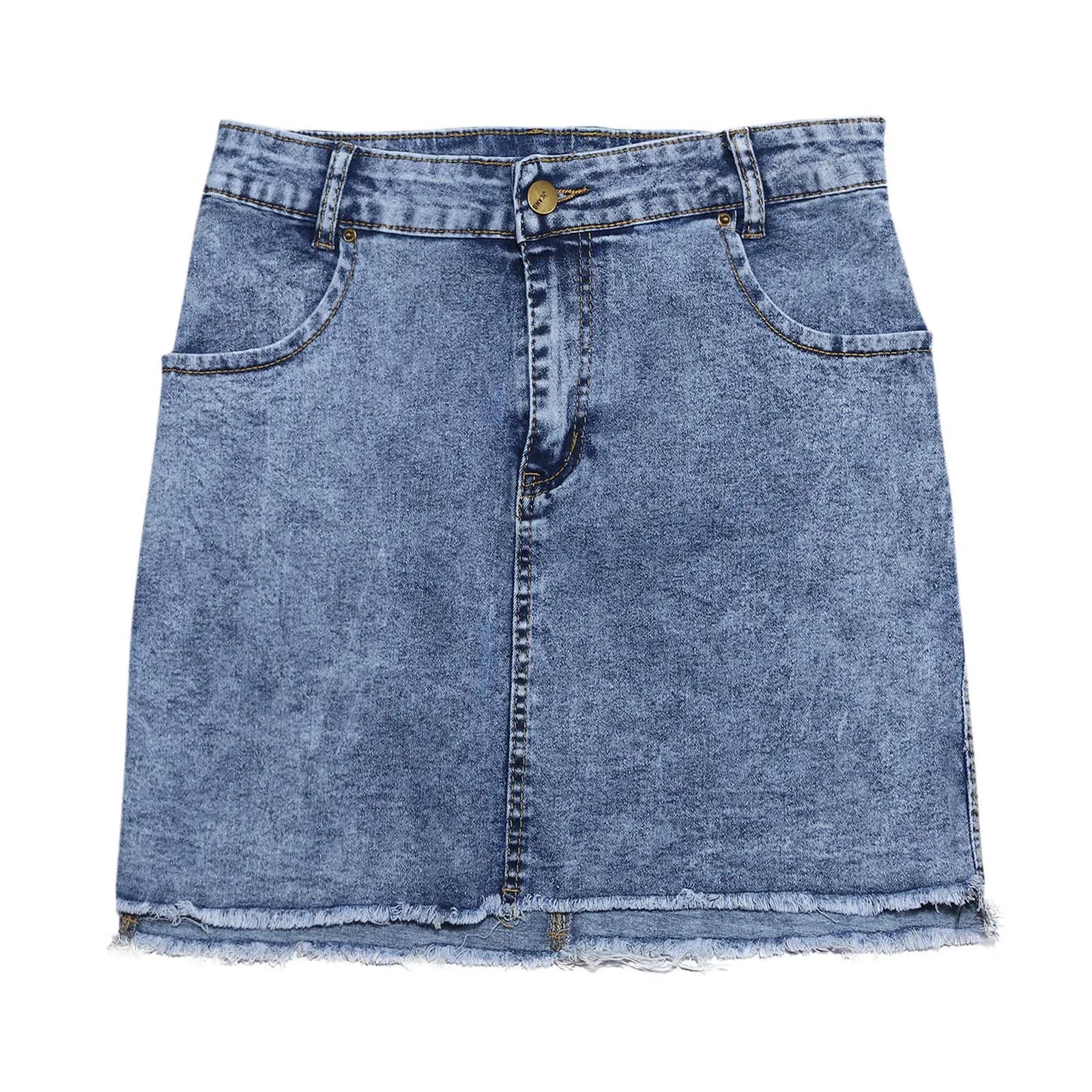 Mini Skirt Women's Wash Mini Female Short Skirts Summer Women's Sexy Denim Skirt Skirts for Women Knee Length Casual SS69 10.69 Light Blue / XL / United States