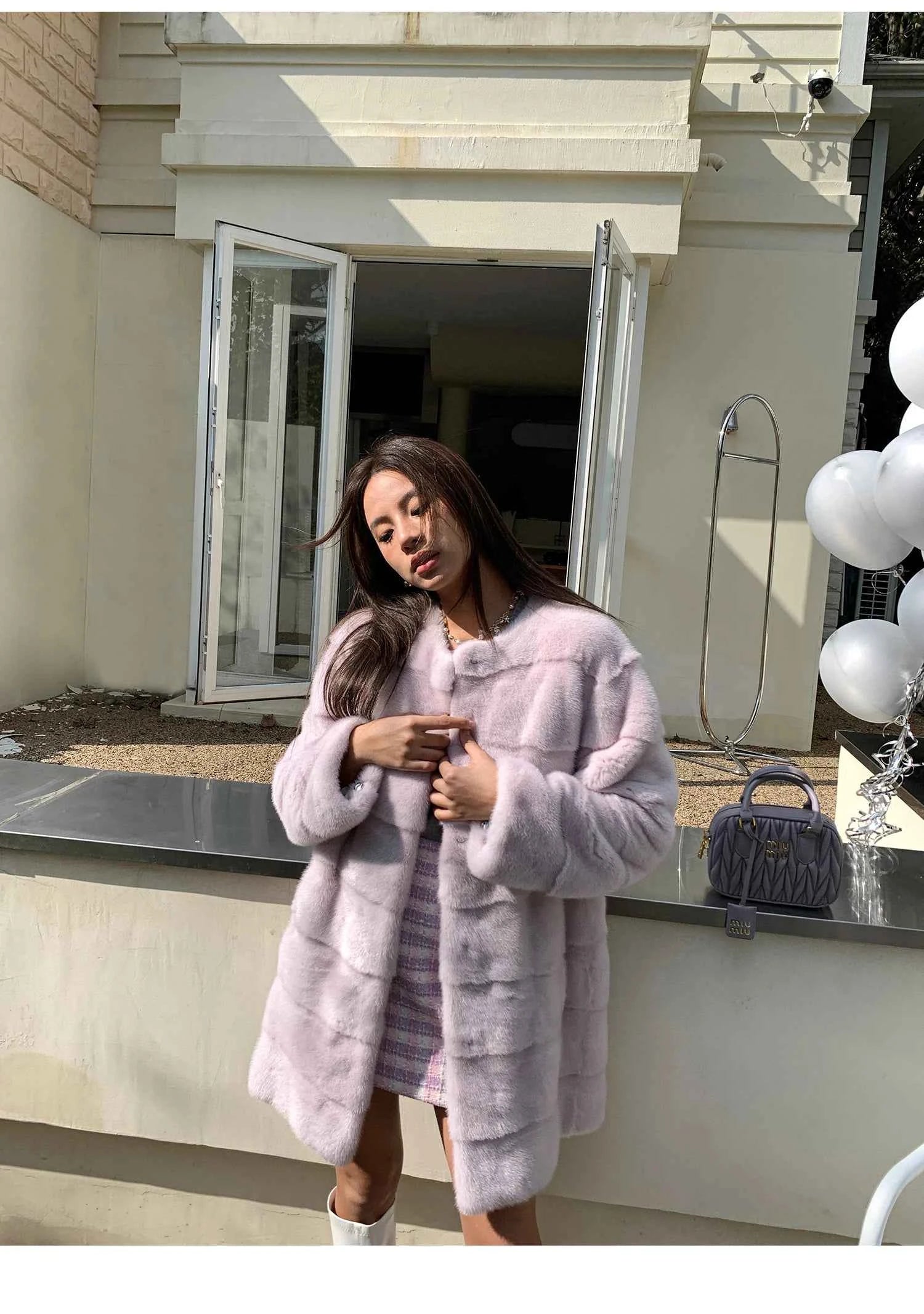 HDHOHR 2025 New 100% Real Mink Fur Coat Women Fashion Essential Natural Mink Fur Jackets Warm Royel Blue Winter Fur Coat