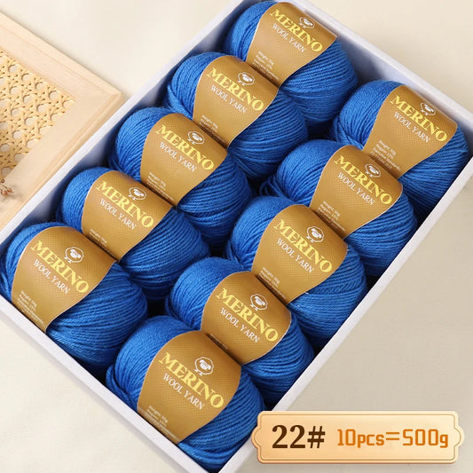 500g of High-Quality 212 Medium-Fine Alpaca Wool Yarn, Suitable for Knitting Sweaters, Scarves, and Hats, 10 Skeins/Pack