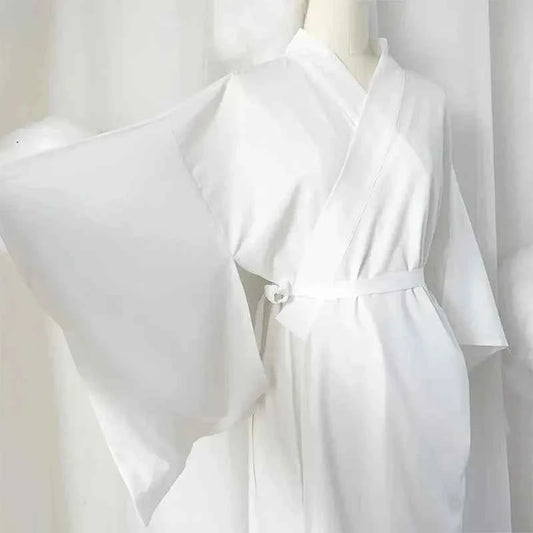 Japanese Kimono Juban Inner Gown Women Yukata White Long Bath Robe Adult Intimate Kimono Inner Wear Lining With Belt Cosplay