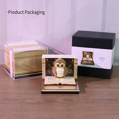 ANENG 2026 3D Desk Calendar Time Piece with LED Light Paper Carving Memo Pad