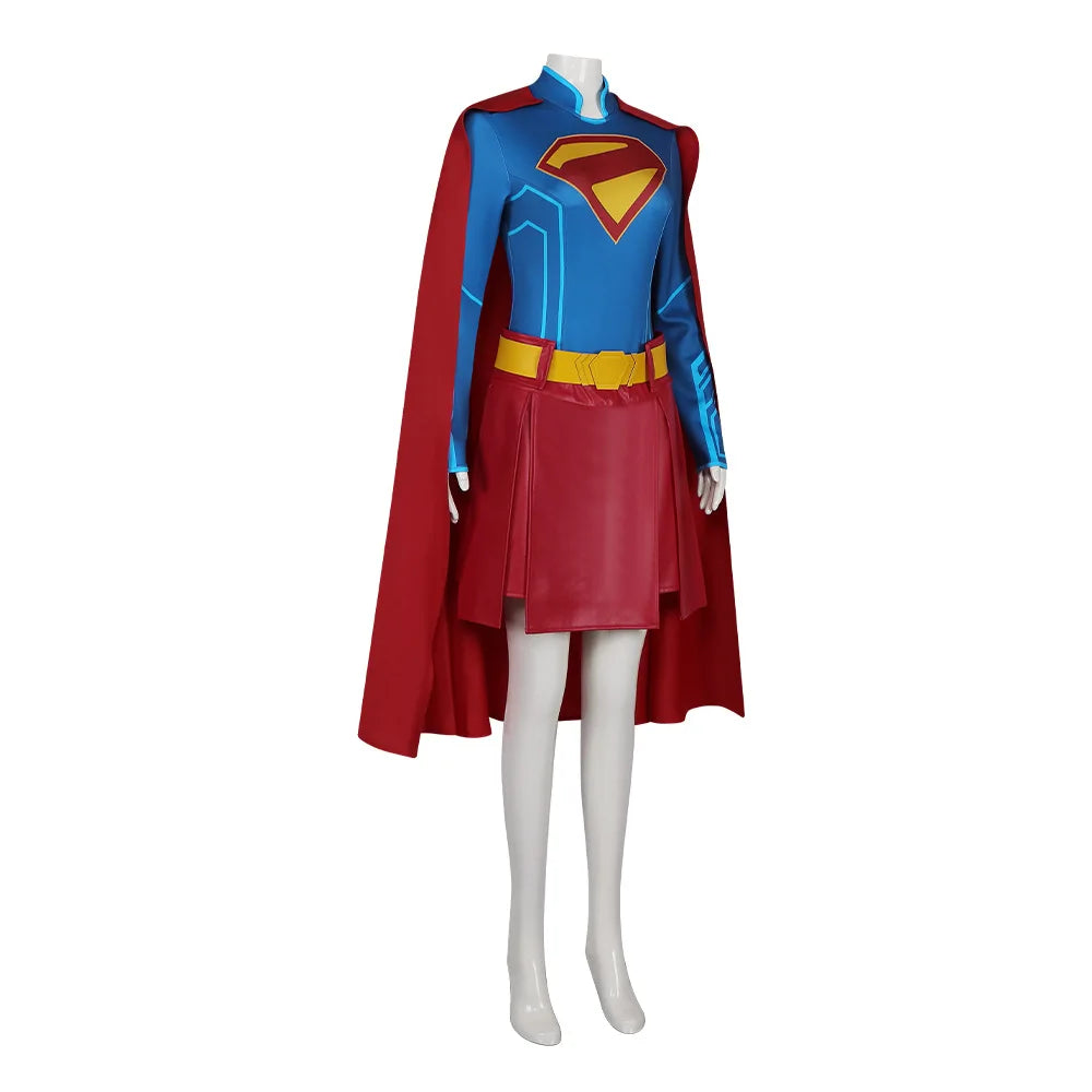 Super Girl cosplay costume, Tomorrow's Girl cosplay costume, Halloween stage performance, complete set of costumes with cloak