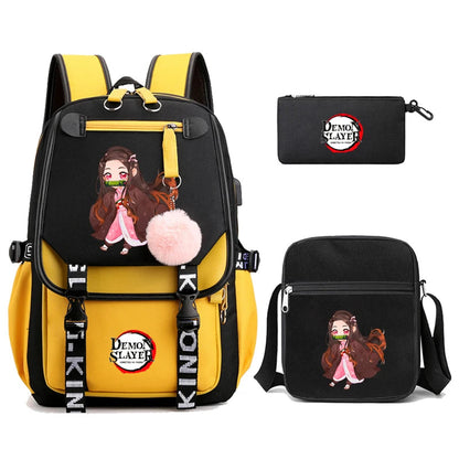 3Pcs Kamado Nezuko Demon Slayer Backpacks Set for Girls Anime School Bag Teenager Student Canvas Laptop Back Pack Women Rucksack SS69 52.69 5000742