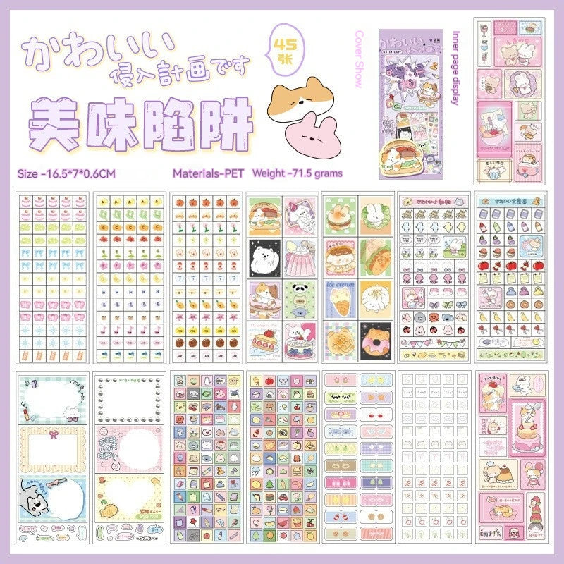45pcs Japanese Retro Early Style Manga Cut Film Sticker Book Kawaii Girl Scrapbook Journal DIY Deco Cute Showa Phone Case Decals SS69 13.69 Food traps 45sheets