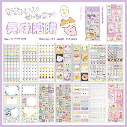 45pcs Japanese Retro Early Style Manga Cut Film Sticker Book Kawaii Girl Scrapbook Journal DIY Deco Cute Showa Phone Case Decals SS69 13.69 Food traps 45sheets