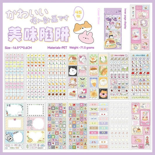 45pcs Japanese Retro Early Style Manga Cut Film Sticker Book Kawaii Girl Scrapbook Journal DIY Deco Cute Showa Phone Case Decals SS69 13.69 Food traps 45sheets