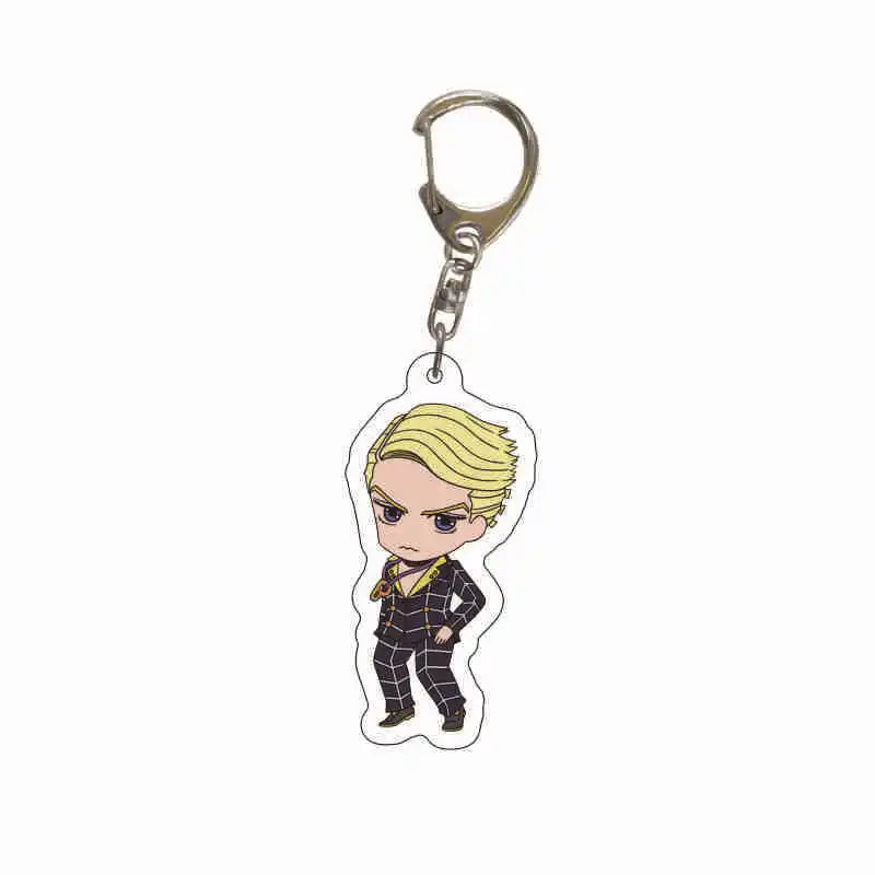 Anime Jojos Bizarre Adventure Keychains Cartoon Figure Acrylic Key Ring Kujo Jotaro Ghirga Narancia Bruno Key Chain Fans Gifts