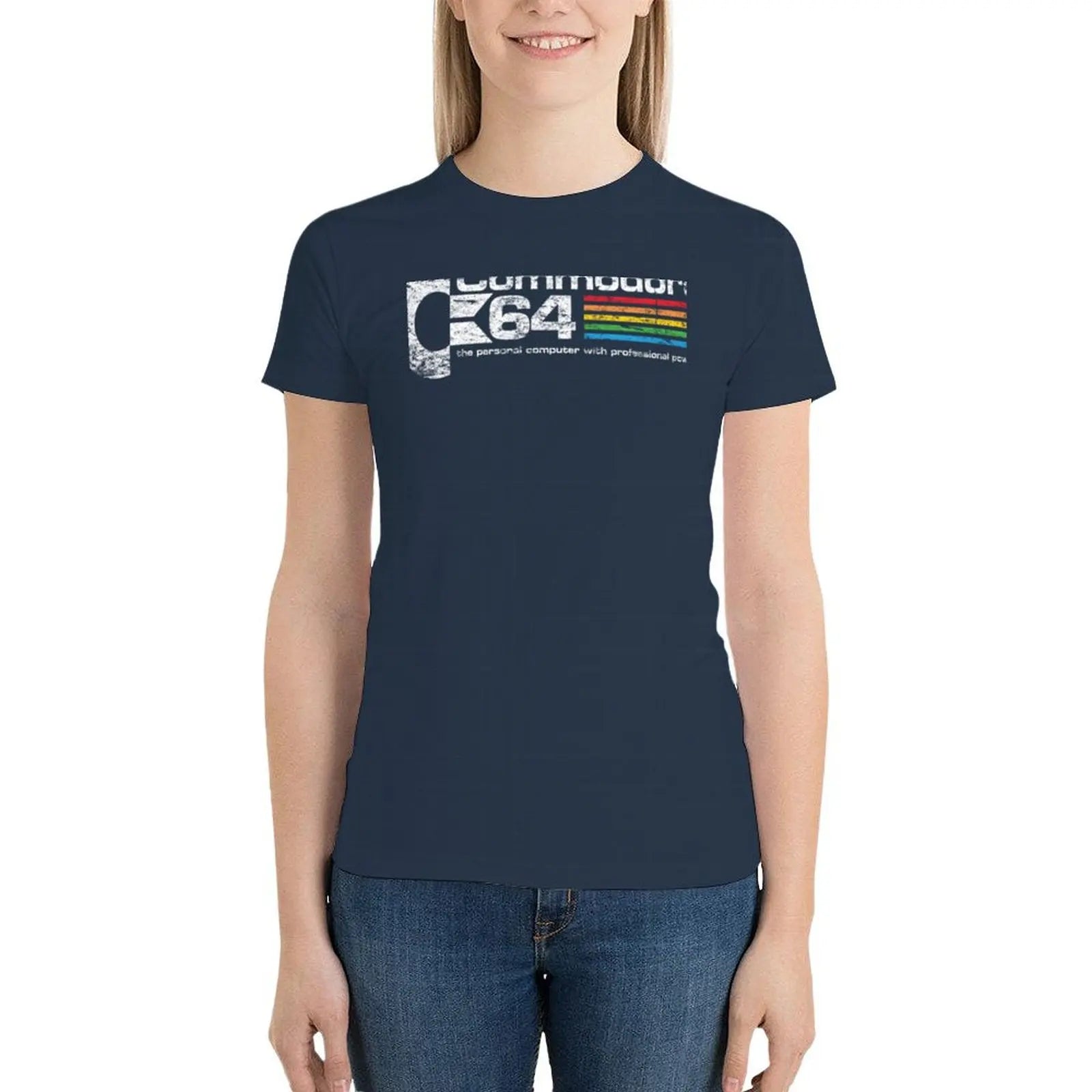 Commodore 64 T-Shirt tops Short sleeve tee Blouse T-shirts for Women SS69 23.69 Navy / L