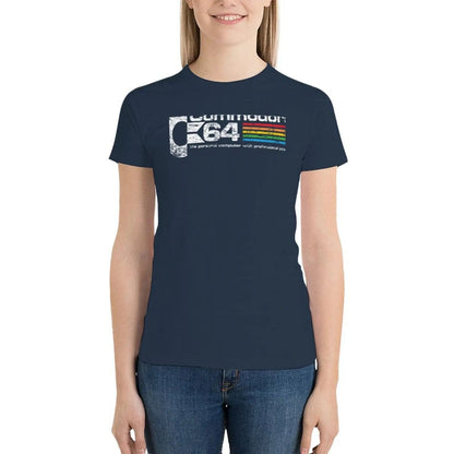 Commodore 64 T-Shirt tops Short sleeve tee Blouse T-shirts for Women SS69 23.69 Navy / L