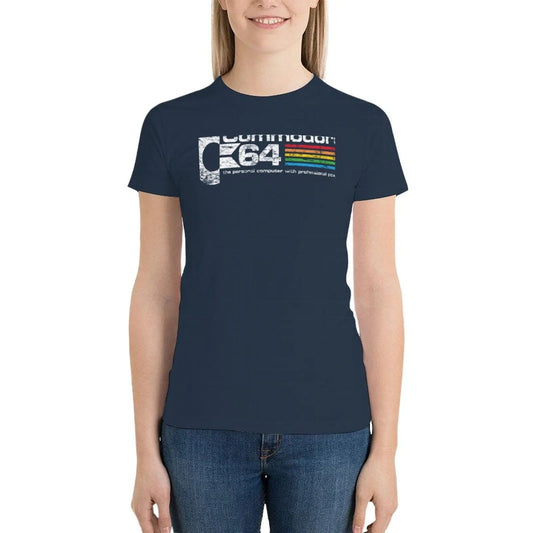 Commodore 64 T-Shirt tops Short sleeve tee Blouse T-shirts for Women SS69 23.69 Navy / L