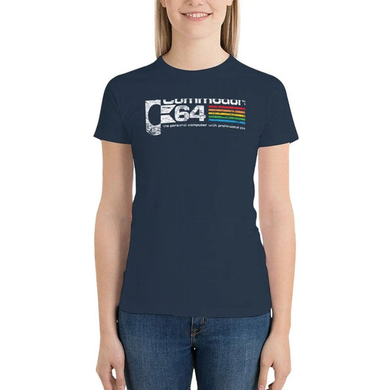 Commodore 64 T-Shirt tops Short sleeve tee Blouse T-shirts for Women SS69 23.69 Navy / L