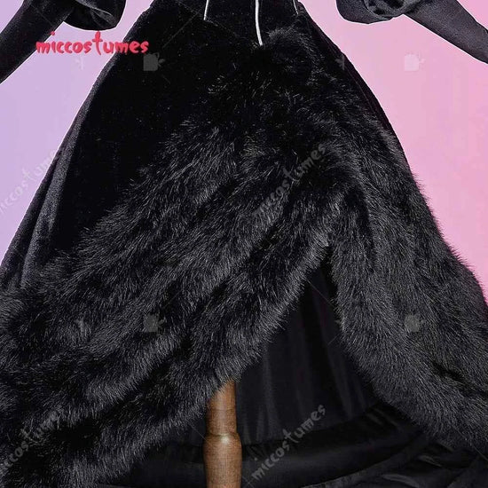 Miccosumes Women's Marcille Donato Cosplay Costume Black Dress Set with Headscarf Sleeves and Ears