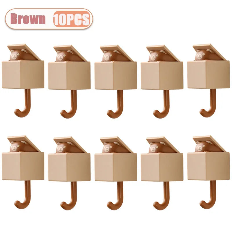 Self-Adhesive Cat Wall Hooks, Cute Animal Decorative Hanger