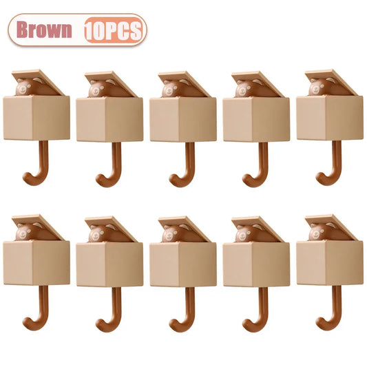 SS69 Self-Adhesive Cat Wall Hooks, Cute Animal Decorative Hanger for Home