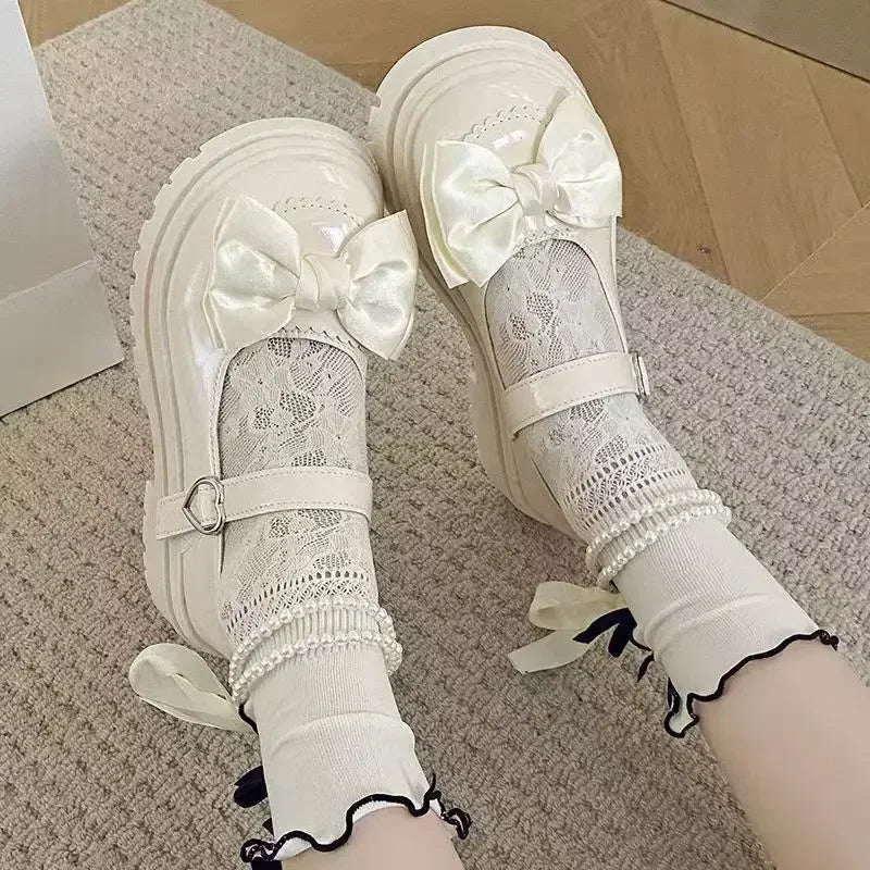 Women's Casual Shoes New Kawaii Pearl Chain Mary Jane Women's Shoes Fashion Versatile Lolita Loafers Outdoor Sandals 여성화 로레타 - SS69