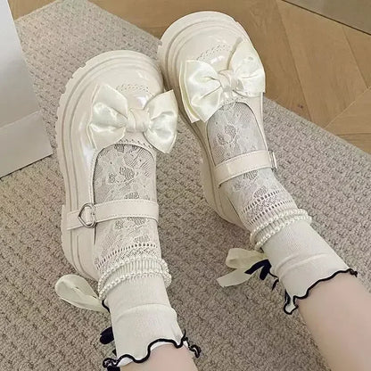 Women's Casual Shoes New Kawaii Pearl Chain Mary Jane Women's Shoes Fashion Versatile Lolita Loafers Outdoor Sandals 여성화 로레타 - SS69