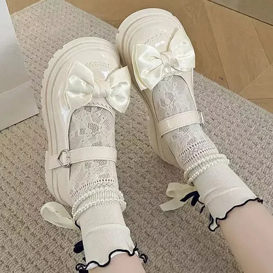 Women's Casual Shoes New Kawaii Pearl Chain Mary Jane Women's Shoes Fashion Versatile Lolita Loafers Outdoor Sandals 여성화 로레타 - SS69