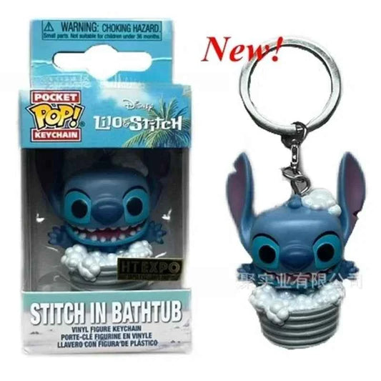 New 22 Styles Funko Pocket pop Keychains Mickey Mouse Minnie Donald Duck Stitch Angel Elvis TIKI Lilo Scrump Vinyl Figure Toys