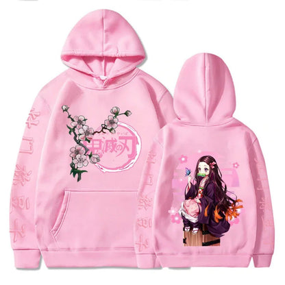 Harajuku Demon Slayer Plus Size Hoodie Kamado Nezuko Graphic Print Women Sweatshirts Long Sleeve Fashion Female Streetwear SS69 21.69 pink / XXL