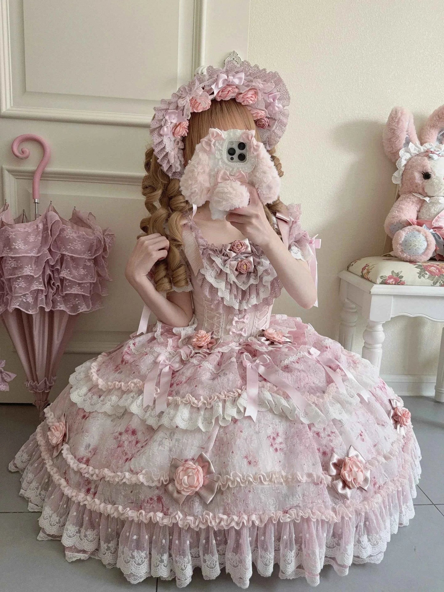 Original Heavy Birthday Party Lolita Puffy Dress Sweet Girls Back Big Bow Tail Vintage High-end Women's Elegant OP Dress