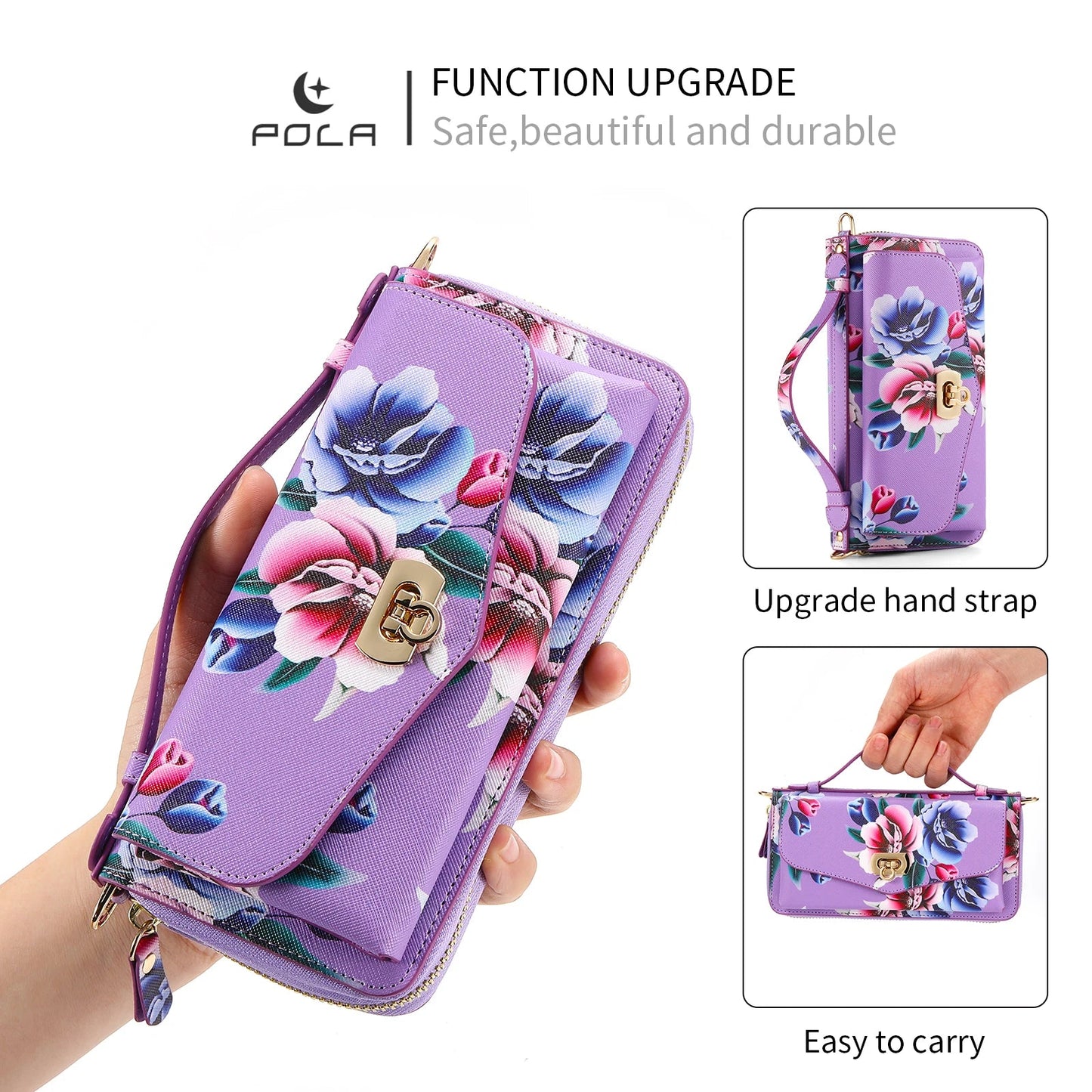 Phone Case Smartphone Android Cases Samsung Galaxy S25 Ultra Accessories Magsafe Wallet Luxury Lanyard Leather Zipper Flower Bag SS69