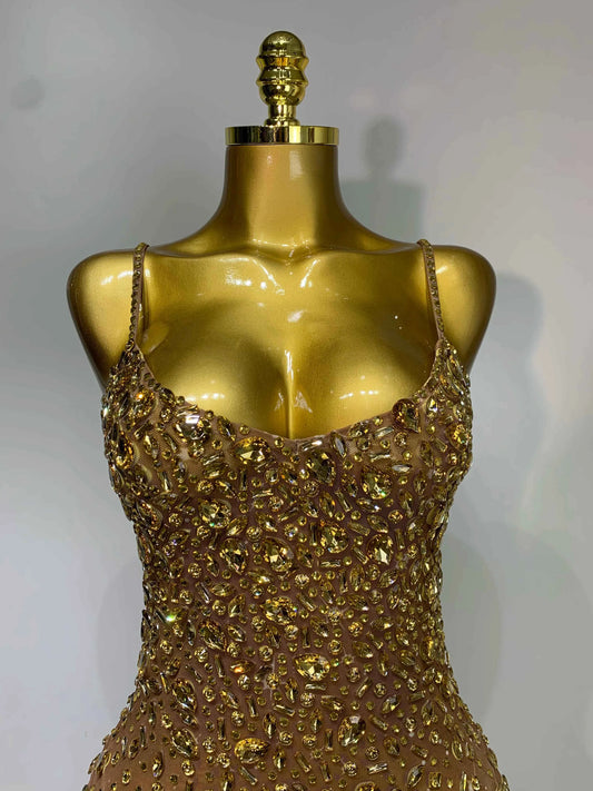 Luxury Rhinestones Sexy Mesh See Through Bodycon Dress Women Birthday Evening Cocktail party Gown Red Carpet Club Stage Outfit