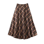 Elegant High Waist Retro Plaid Skirt Winter Autumu Classical High Waist Long Skirt Slim Fit Preppy Style A-line Half Dress Party