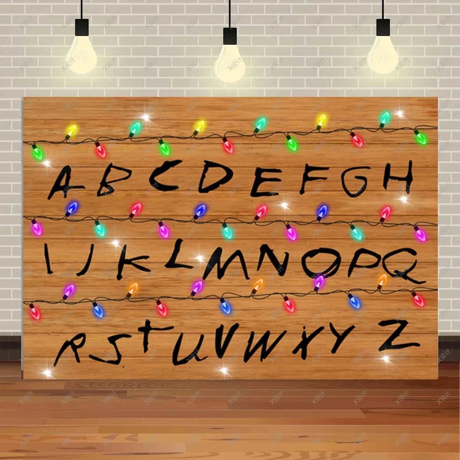 American TV Stranger Theme Background Lights Alphabet Episode Series Vinyl Banner Party Decoration Supplies Photo Prop Baby Gift