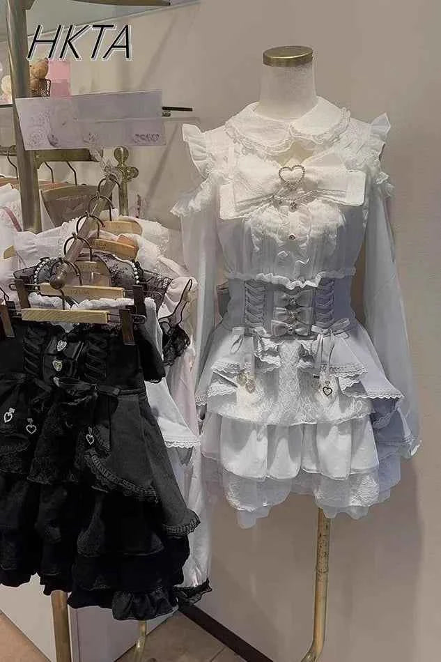 Liz Shirt Blouse Women 2026 Spring and Summer New Mine Off-the-shoulder Long-sleeved Blouses Lolita Sweet Bow Chiffon Shirt Top