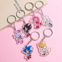 6pcs Sonic The Hedgehog Cosplay Acrylic Keychain Cartoon Anime Cute Backpack Pendant Decoration Kawaii Car Keyring Kids Toy Gift SS69 9.69 6pcs
