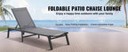 SucceBuy Chaise Lounge Chair Outdoor Aluminum Patio LoungeFolding Pool Lounge Recliner Full Flat for Patio Beach Pool Dark Grey