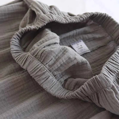 Japanese Style Spring and Autumn Thin Men's Kimono Hanfu Pure Cotton Gauze Pajamas Plus Size Home Steaming Suit