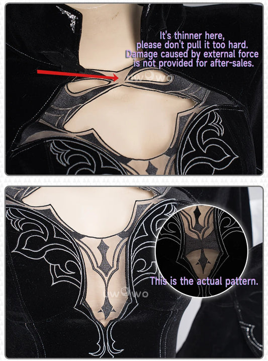 UWOWO 2B Cosplay Costume Dress - Synthetic Game Character Outfit for Adults