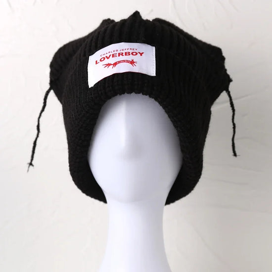 Long fox Ears Knitted Hat Men Women Rabbit Ear Warm Crochet Beanies Kpop Hip Hop Hat Winter Skullies Cap Y2k Christmas Gifty