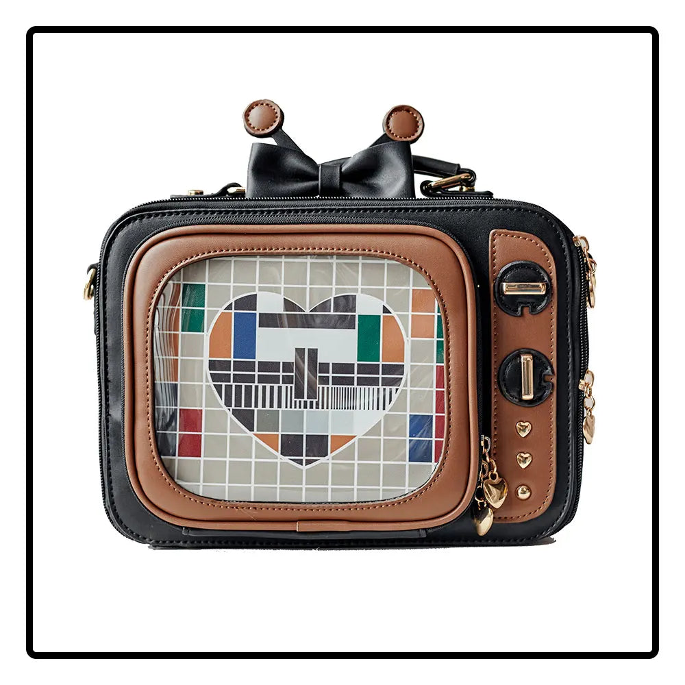 Novelty Tv Shape Ita Bag Retro Television Women Shoulder Bag Design Ita Backpack with Inserts Gilrs Crossbody Bag SS69 73.69 black / (30cm<Max Length<50cm)