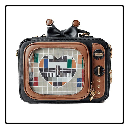 Novelty Tv Shape Ita Bag Retro Television Women Shoulder Bag Design Ita Backpack with Inserts Gilrs Crossbody Bag SS69 73.69 black / (30cm<Max Length<50cm)