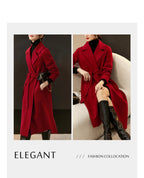 SENTUBILA Women's 100% Wool Long Wrap Coat with Belted Waist