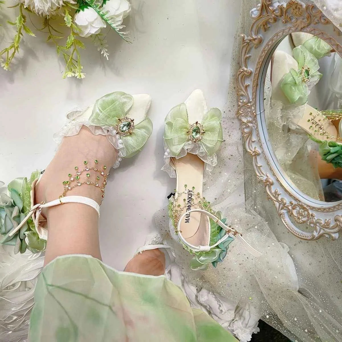 Heeled sandals shoes woman 2025 trend Elegant woman heels lolita shoes Party shoes woman bridal heels white wedding shoes women