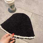 Winter contrasting warm fisherman hat ins ear protection bucket hat with fleece autumn and winter knitted hat