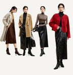 SENTUBILA Women's 100% Wool Long Wrap Coat with Belted Waist